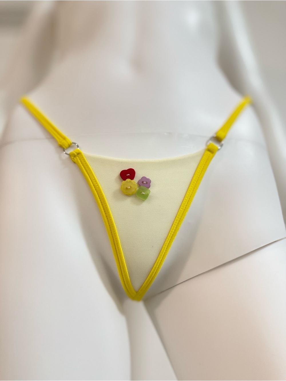 Yellow Floral Accent Triangle Bikini Bottom - Brand